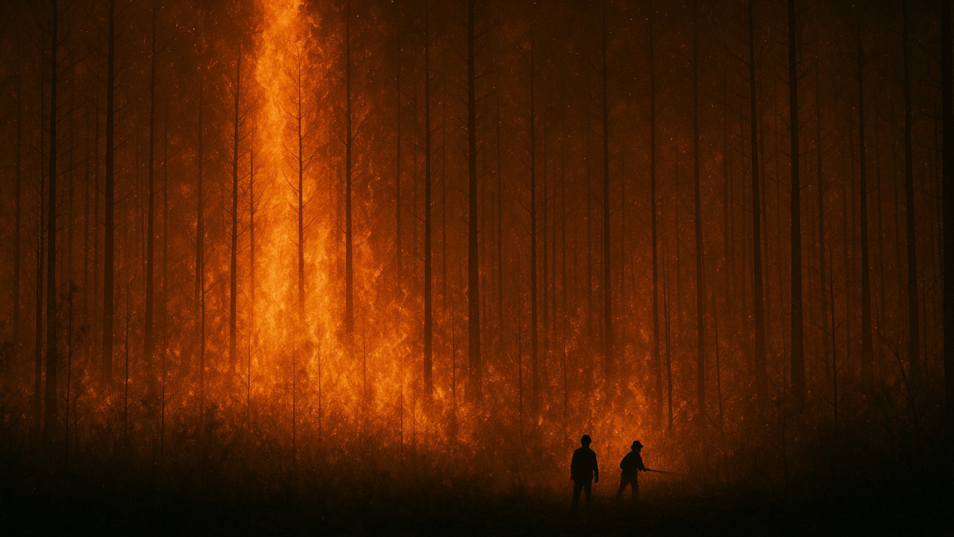 Firement fighting forest fire